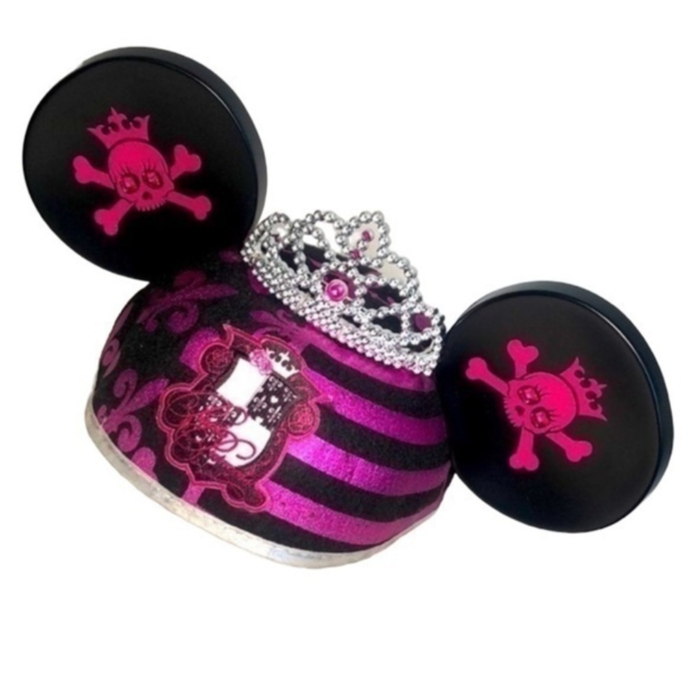 Pink Punky Pirate Princess Mouse Ears + Elastic Chin Strap